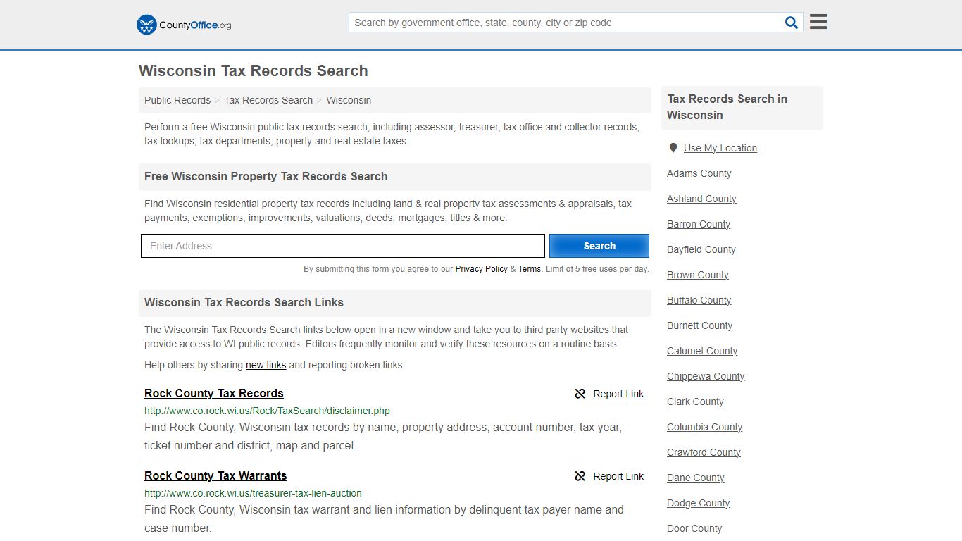 Wisconsin Tax Records Search - County Office