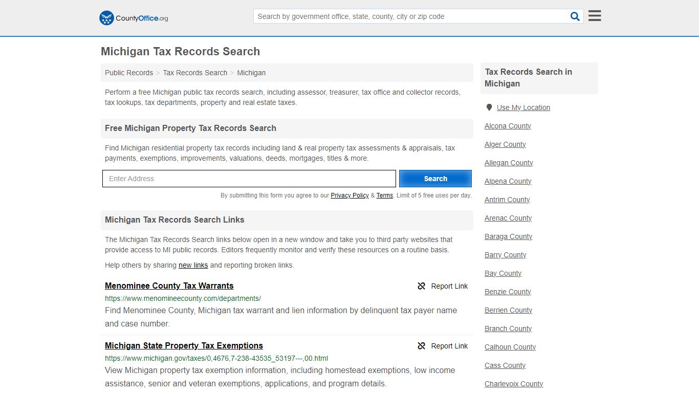 Michigan Tax Records Search - County Office
